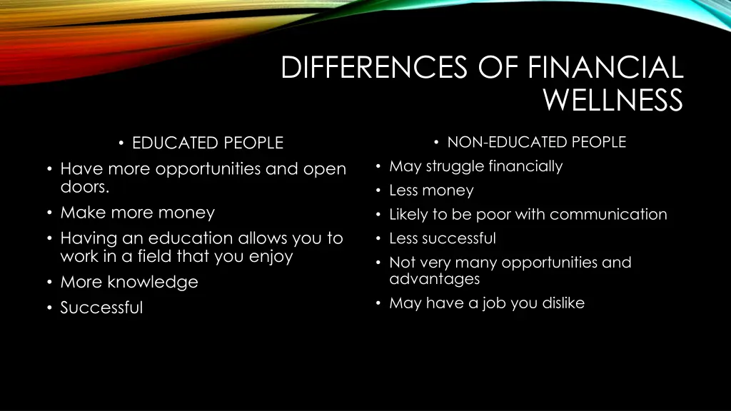 differences of financial