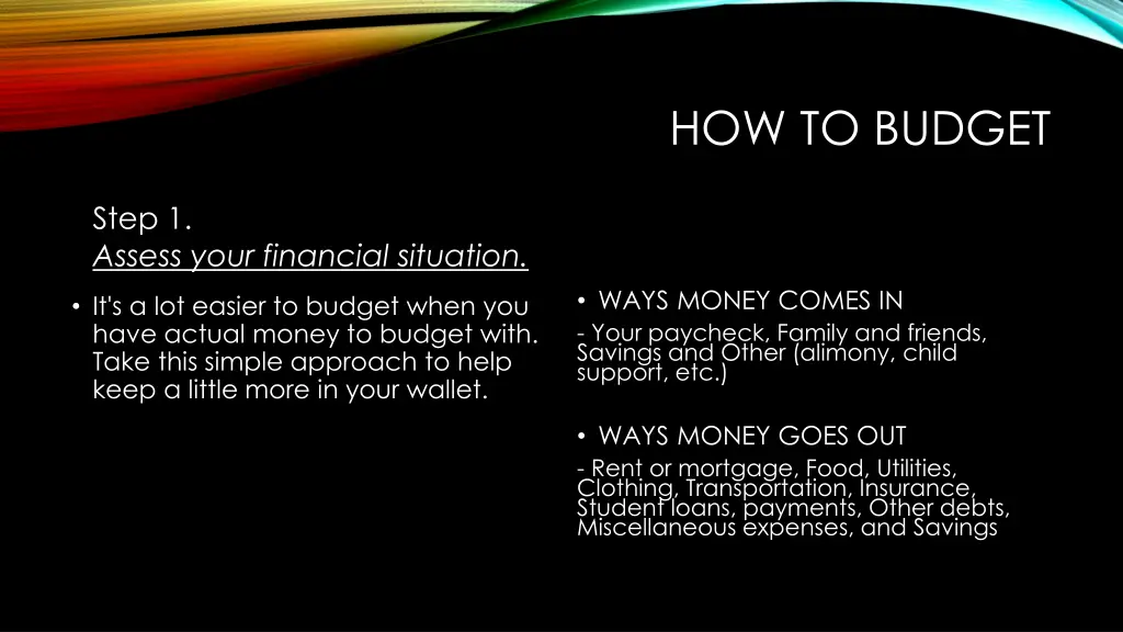 how to budget
