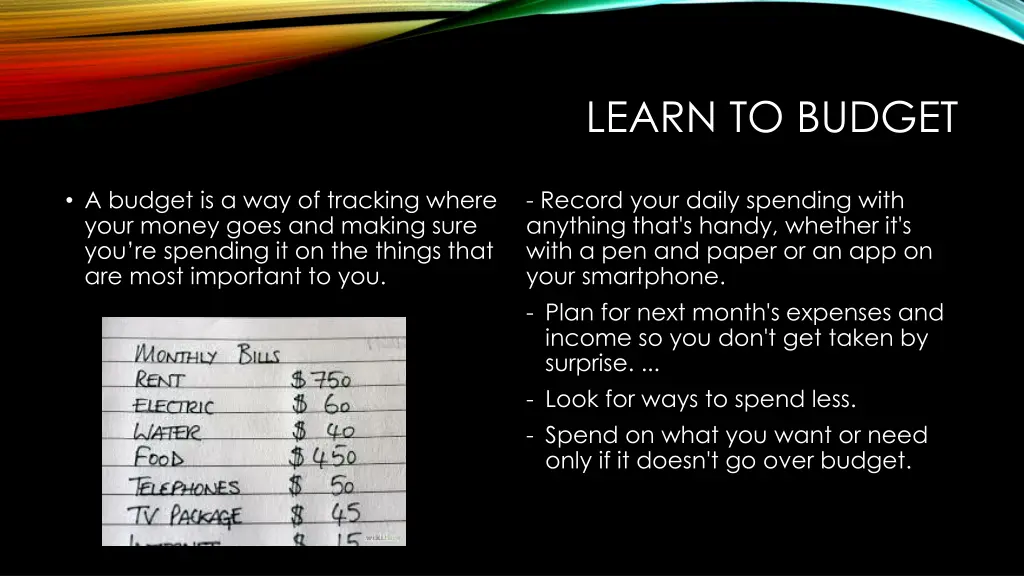 learn to budget