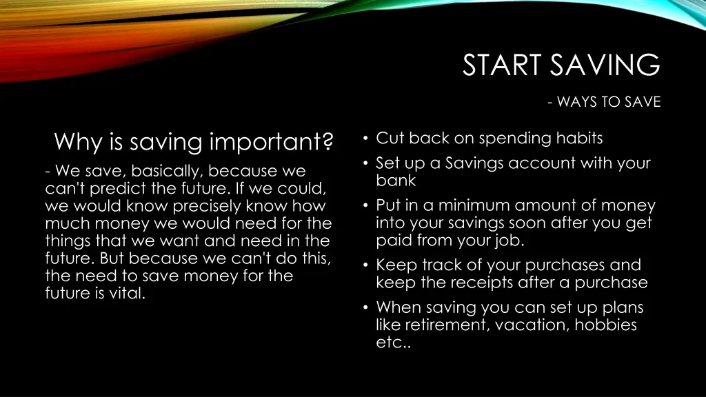 start saving