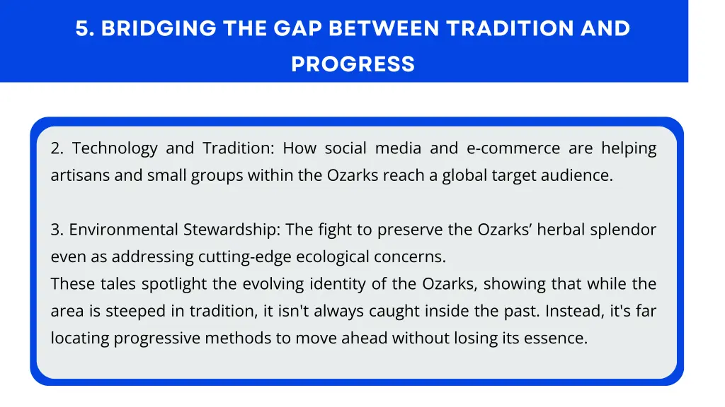 5 bridging the gap between tradition and progress 1