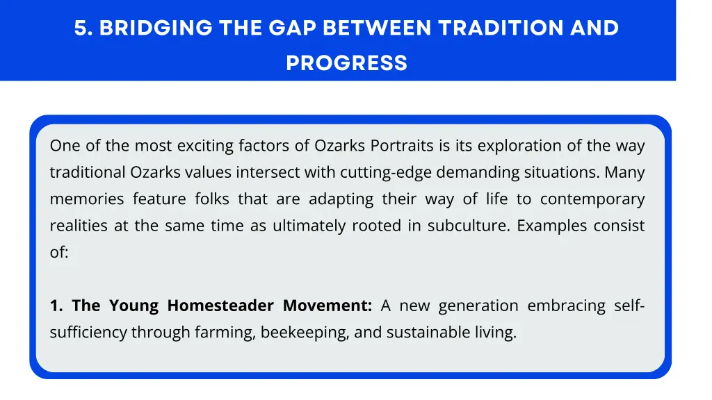5 bridging the gap between tradition and progress