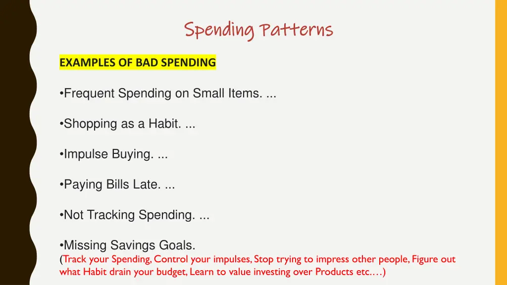 spending patterns spending patterns
