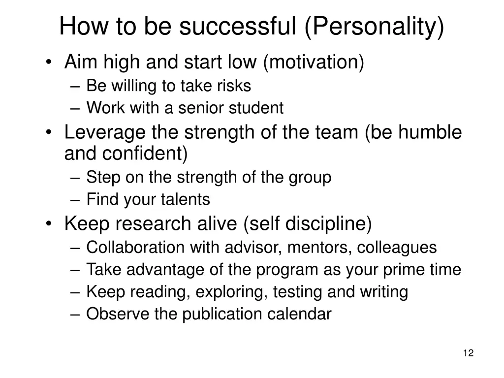 how to be successful personality aim high