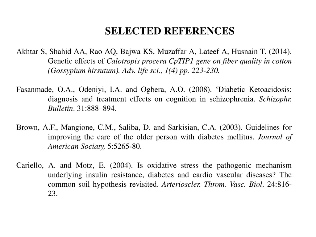 selected references