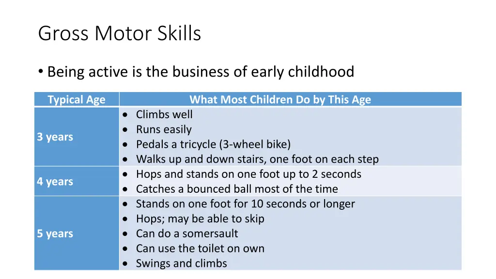 gross motor skills