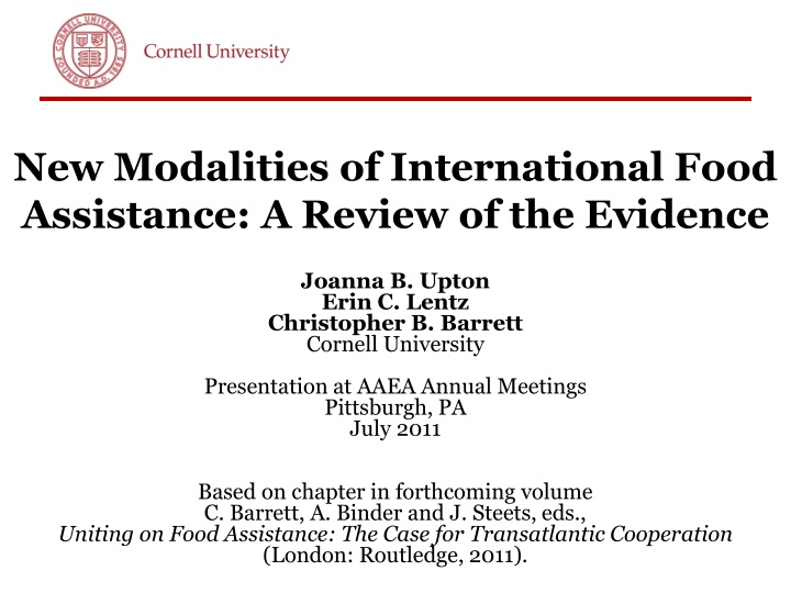new modalities of international food assistance