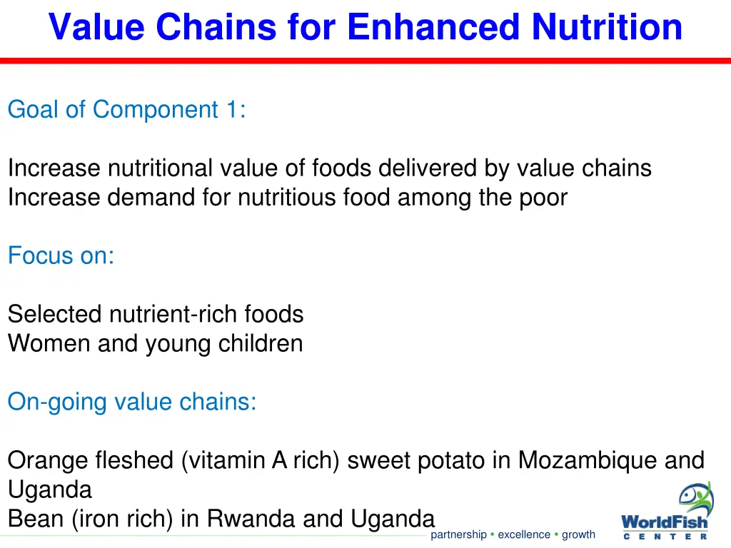 value chains for enhanced nutrition