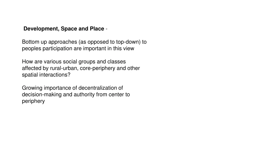 development space and place