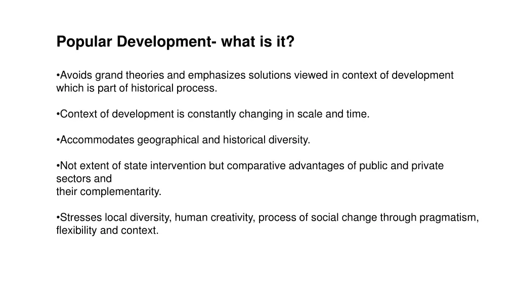 popular development what is it