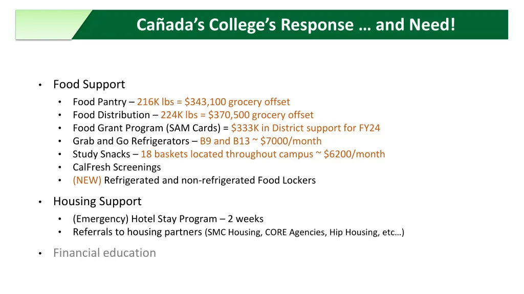 ca ada s college s response and need