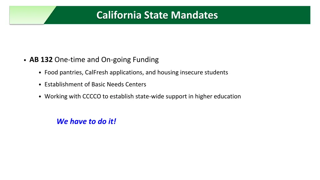 california state mandates
