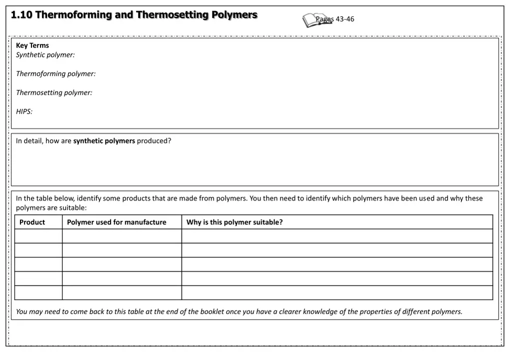 1 10 thermoforming and thermosetting polymers