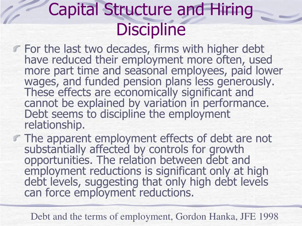 capital structure and hiring discipline