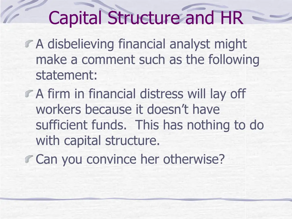 capital structure and hr