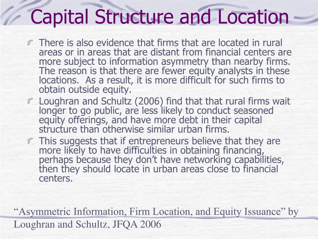 capital structure and location 1
