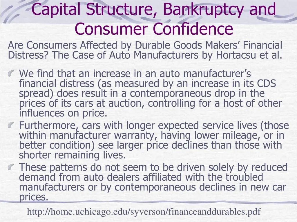 capital structure bankruptcy and consumer