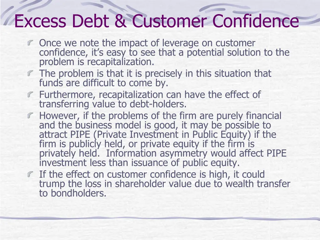 excess debt customer confidence