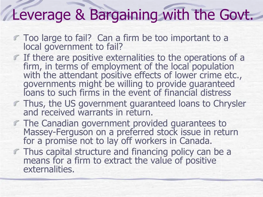 leverage bargaining with the govt