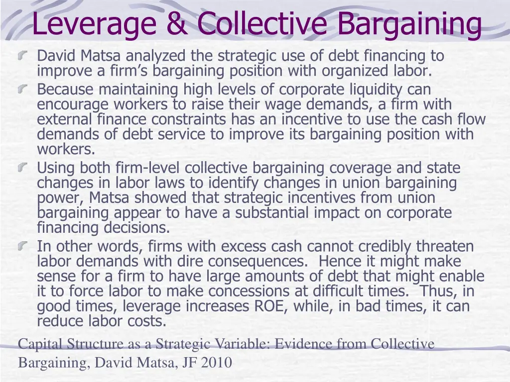 leverage collective bargaining david matsa