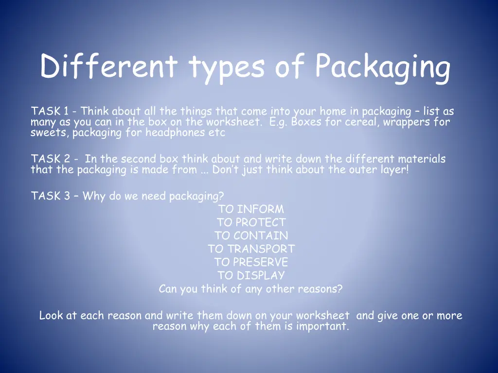 different types of packaging