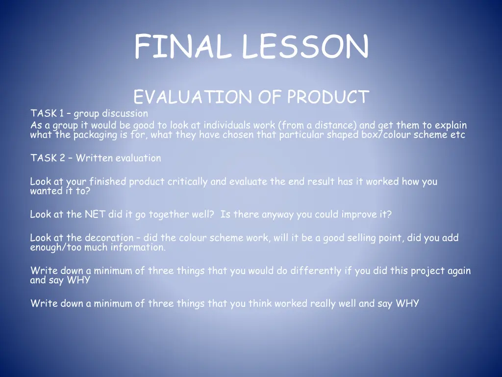 final lesson