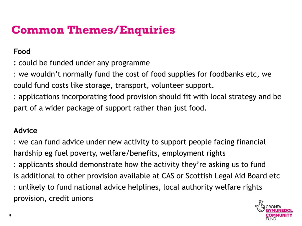 common themes enquiries