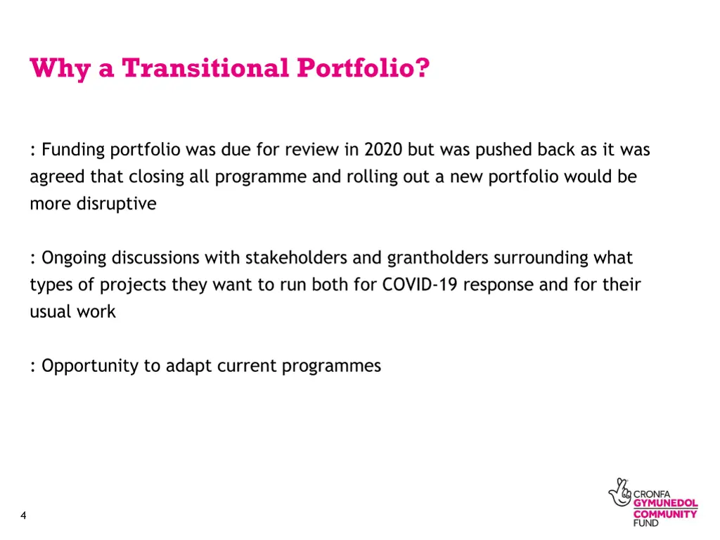 why a transitional portfolio