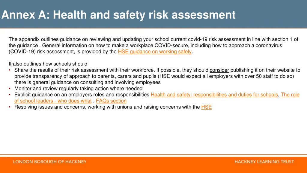 annex a health and safety risk assessment