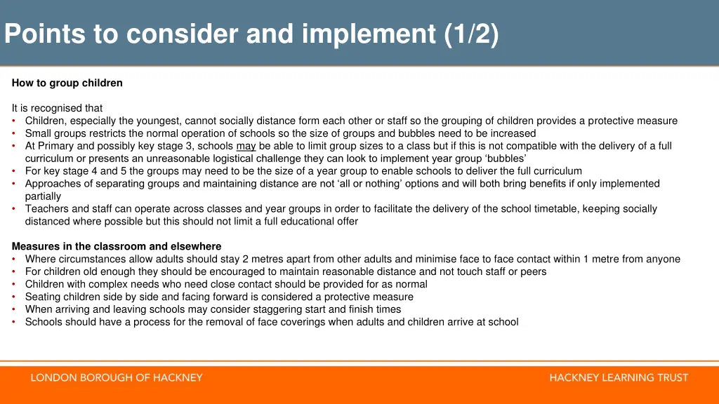 points to consider and implement 1 2