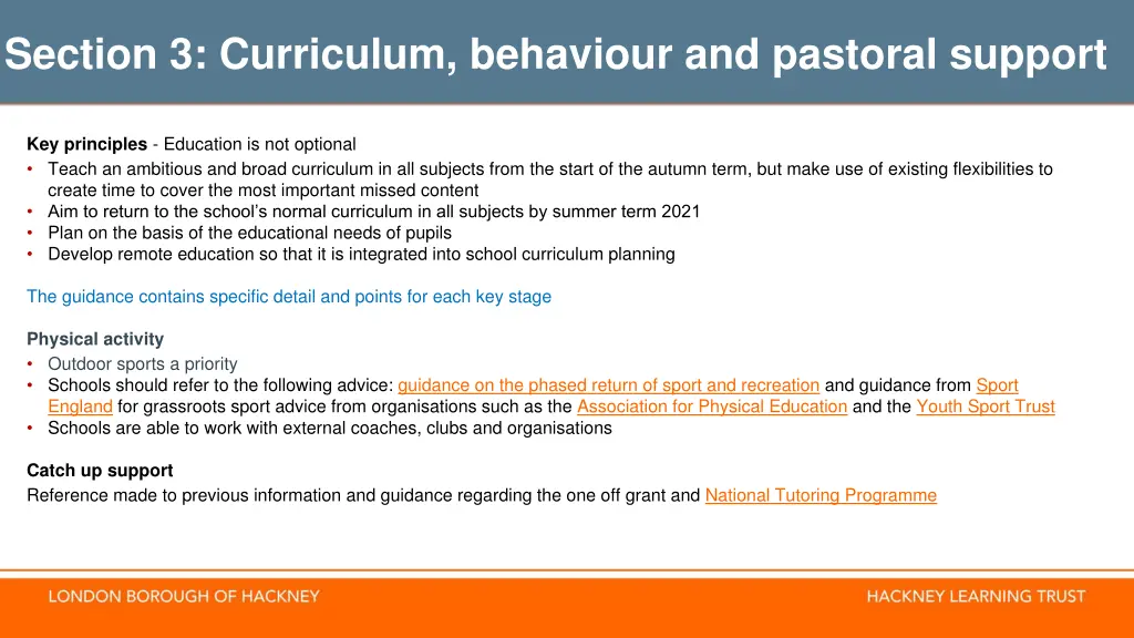 section 3 curriculum behaviour and pastoral