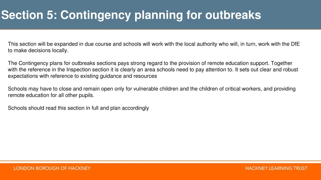 section 5 contingency planning for outbreaks