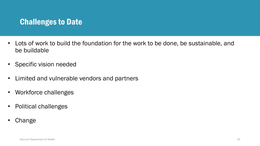 challenges to date
