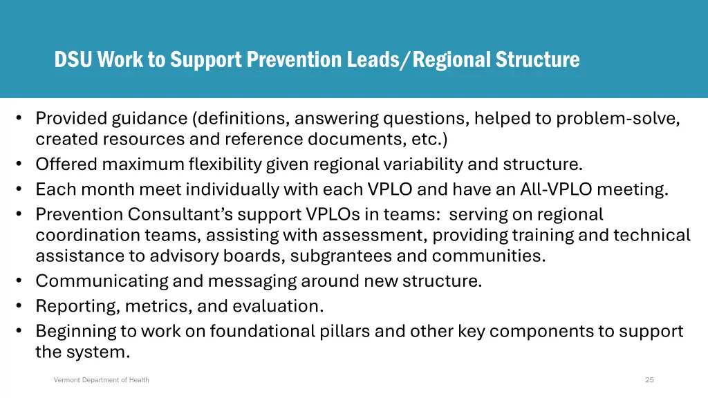 dsu work to support prevention leads regional