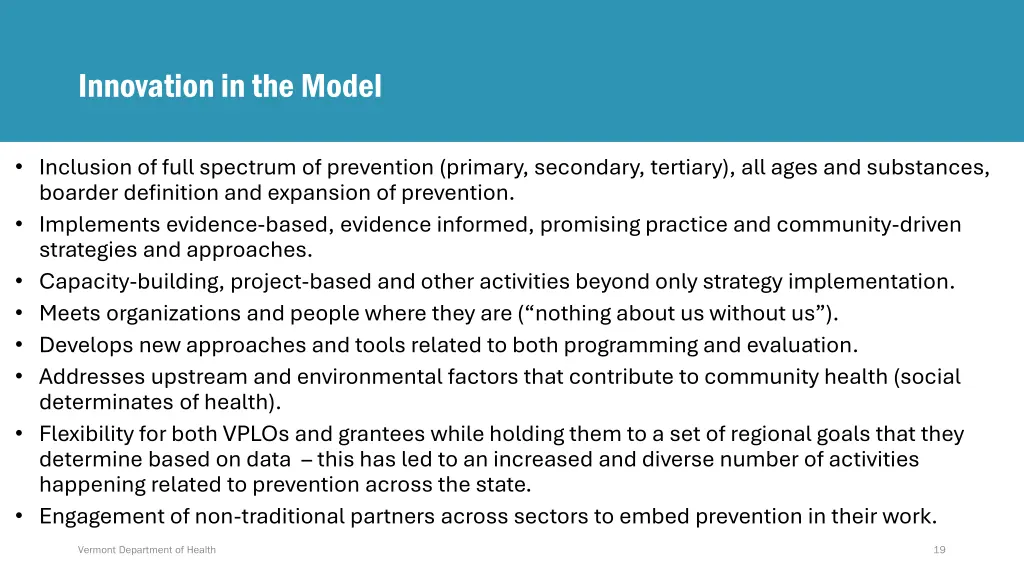 innovation in the model