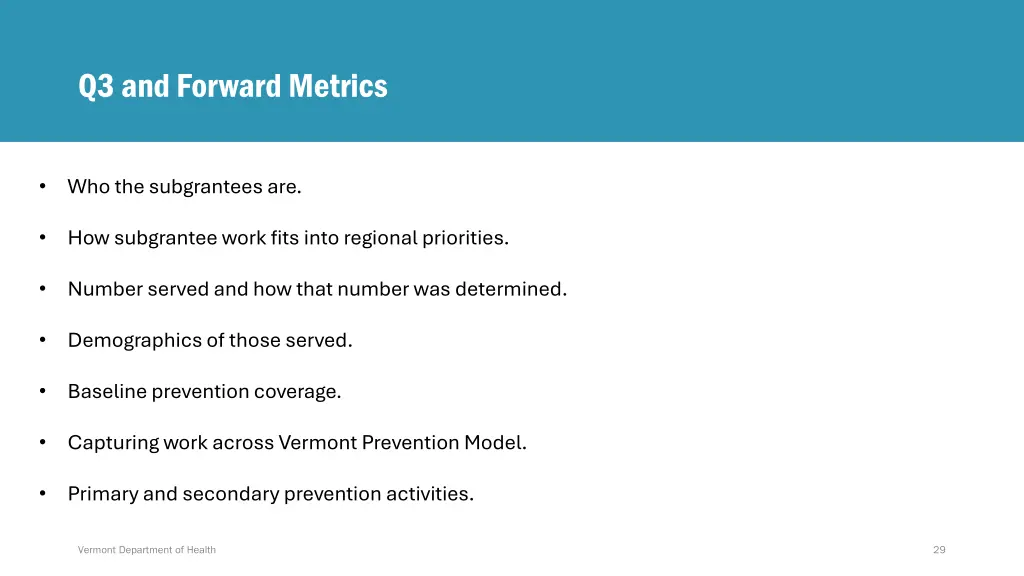q3 and forward metrics