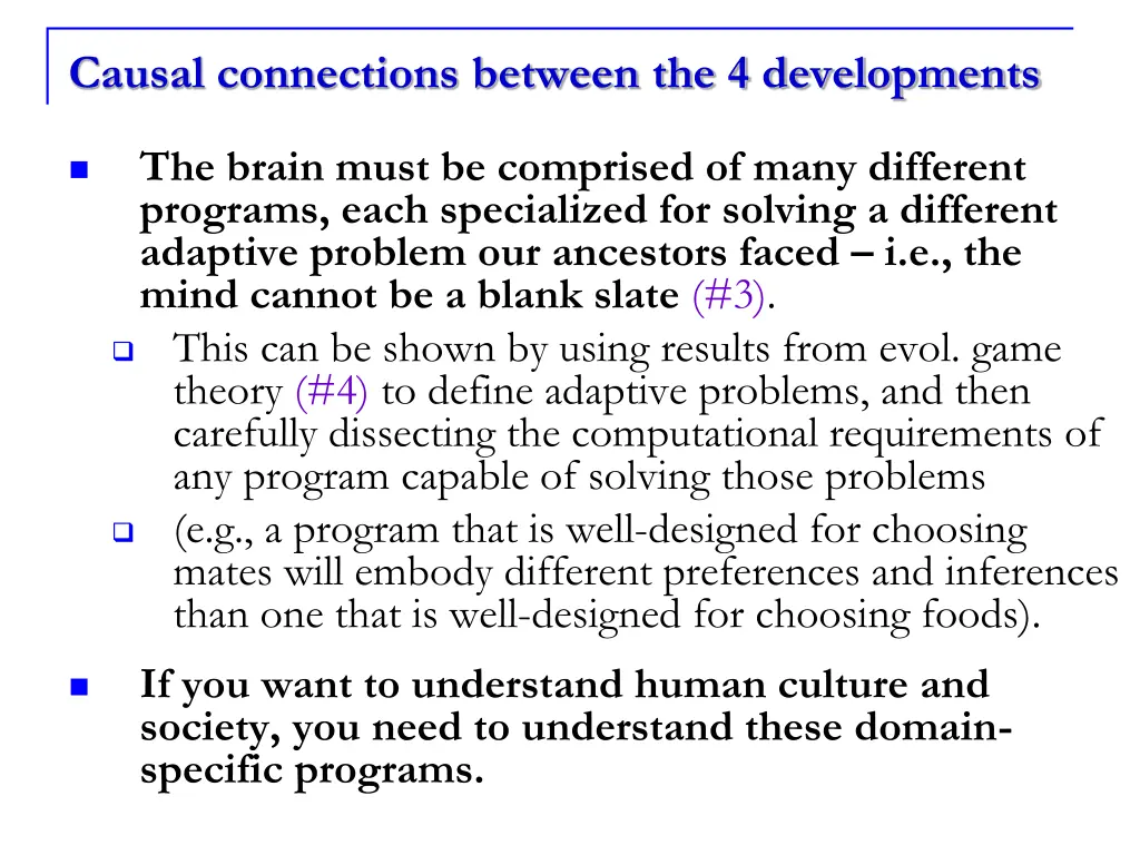 causal connections between the 4 developments 1