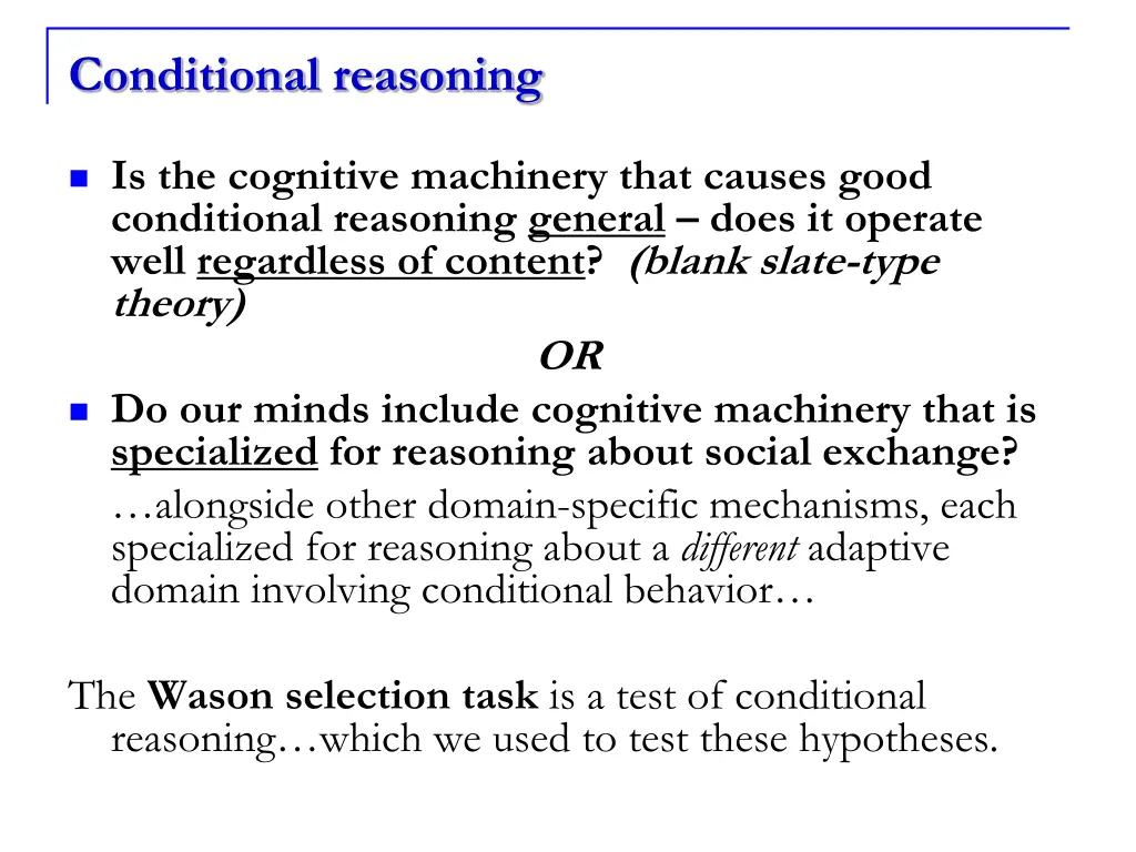 conditional reasoning