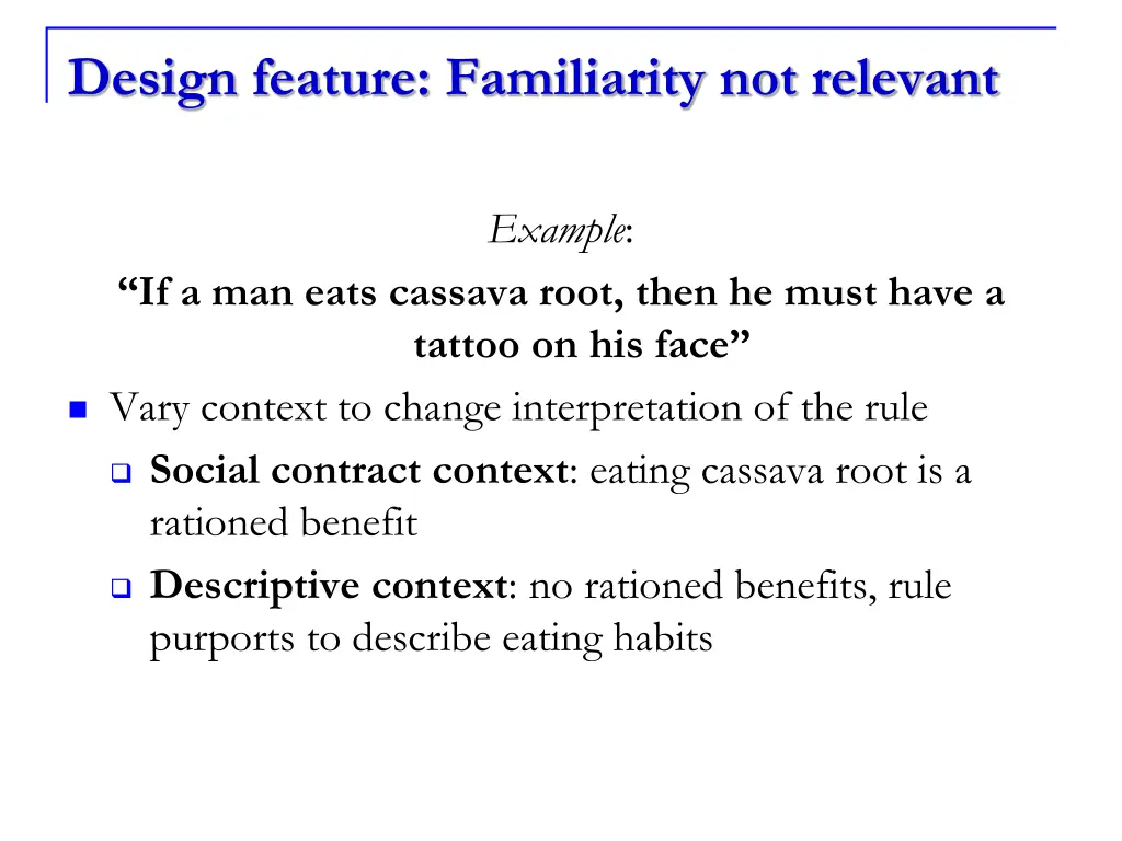 design feature familiarity not relevant