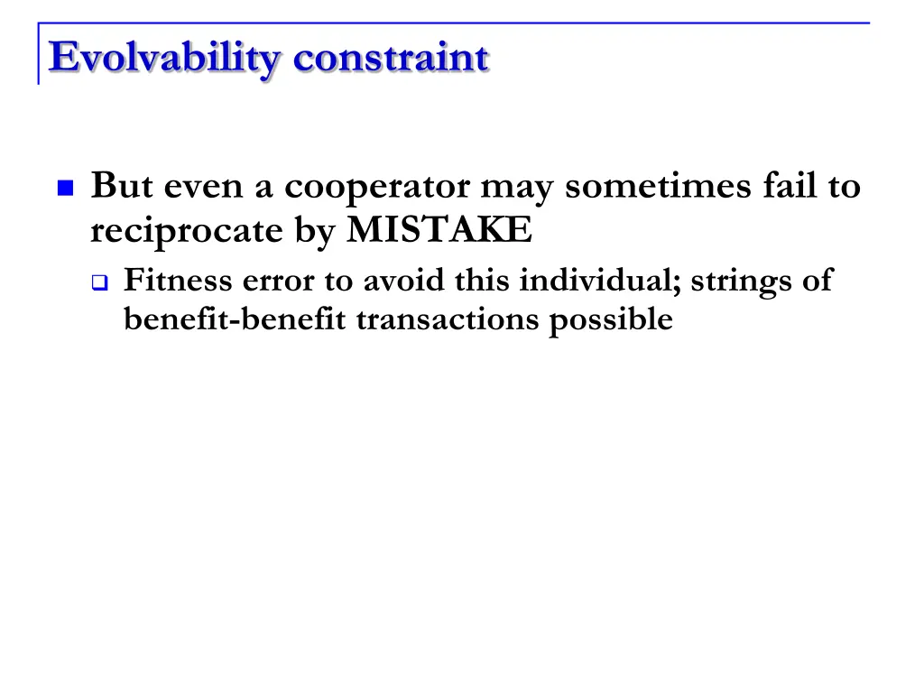 evolvability constraint