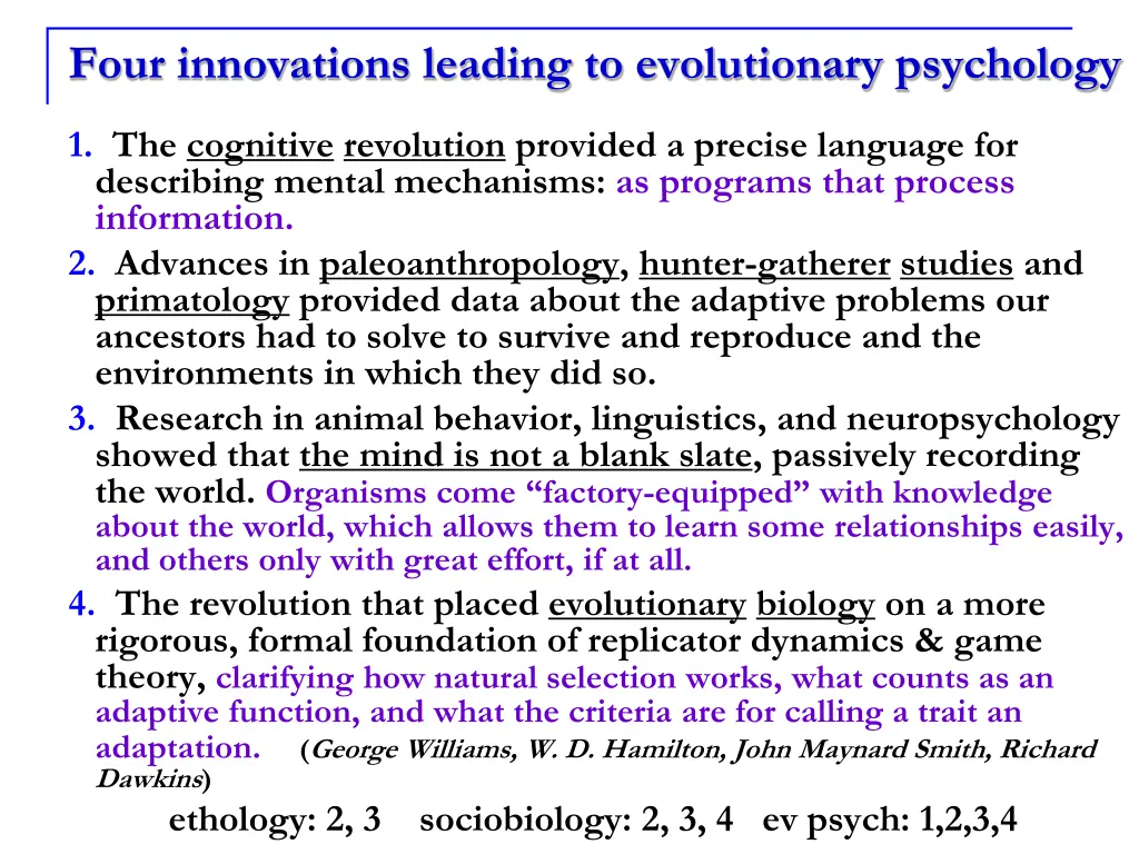 four innovations leading to evolutionary