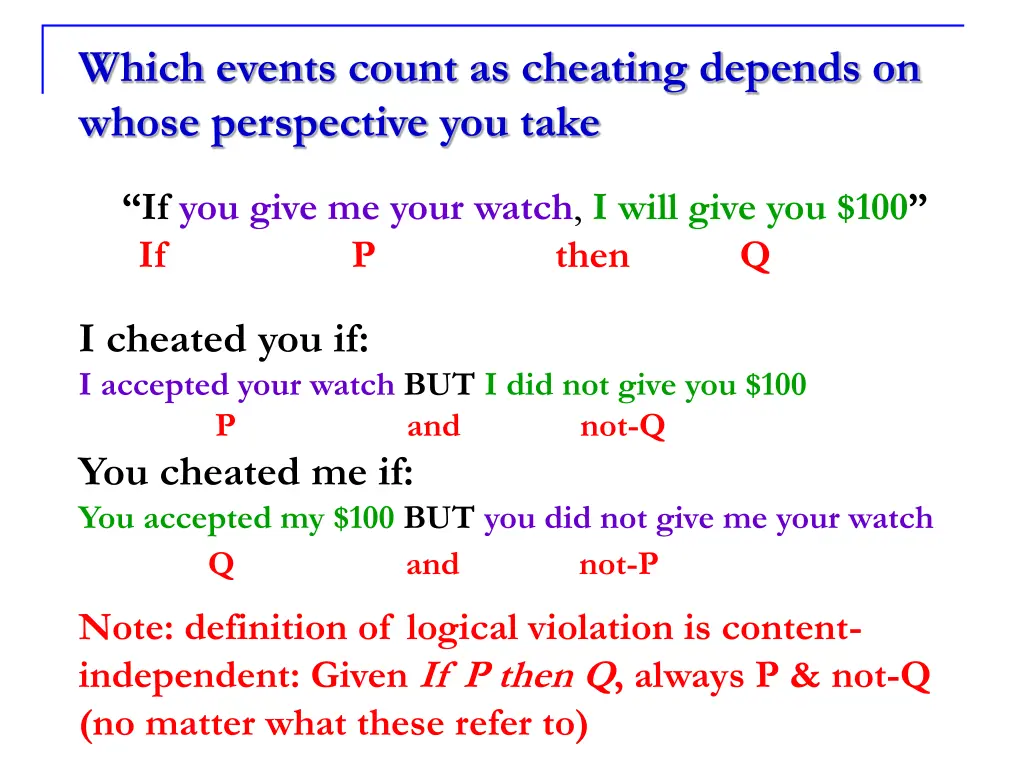 which events count as cheating depends on whose