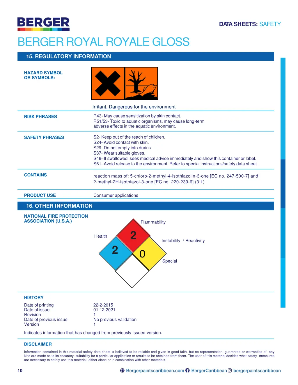 da tasheets safety 8