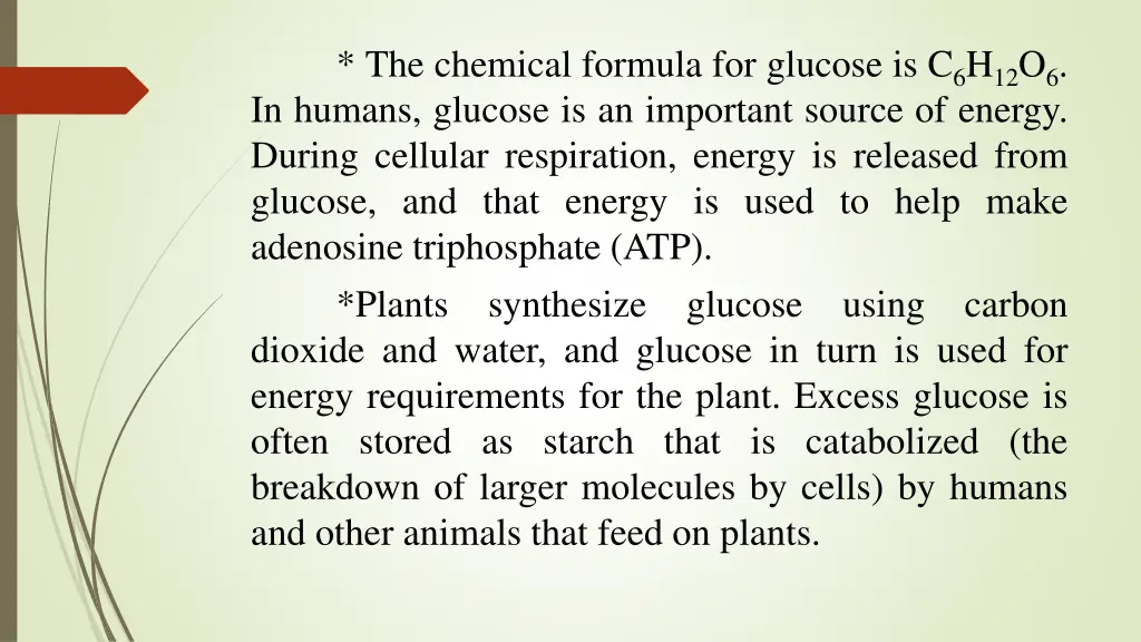 the chemical formula for glucose