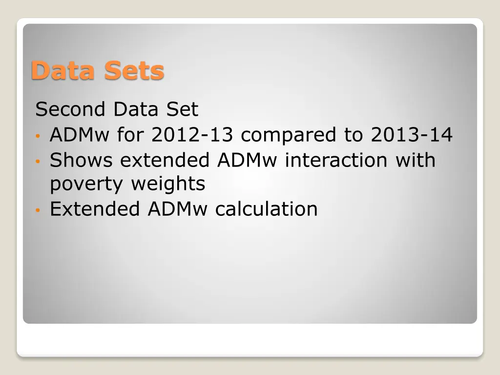 data sets 2