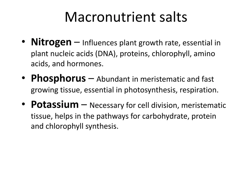 macronutrient salts
