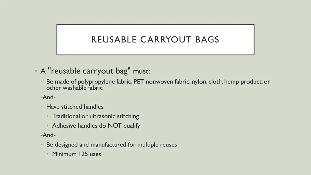 reusable carryout bags