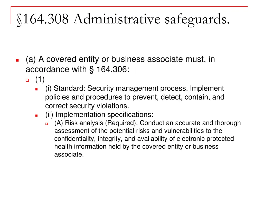 164 308 administrative safeguards