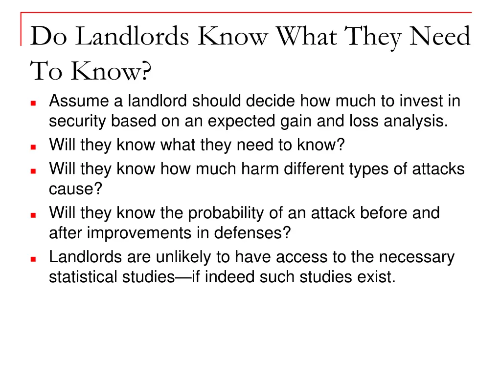 do landlords know what they need to know assume