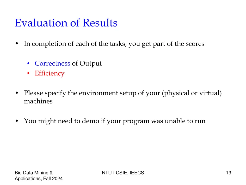 evaluation of results